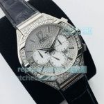 PPF Factory Swiss 9100 Piaget Polo Iced Out Watch SS Black Leather Watch